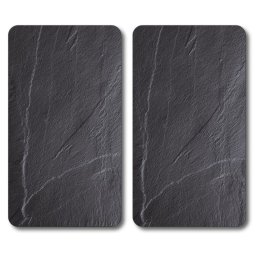 Set de 2 placi de protectie pentru plite/blat Kesper 37523, 50 x 28,5 cm, Sticla, Negru