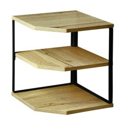 Raft de colt Kesper 27833, MDF, 3 niveluri, 28 x 26 cm, pana la 10 kg, Negru/imitatie de lemn