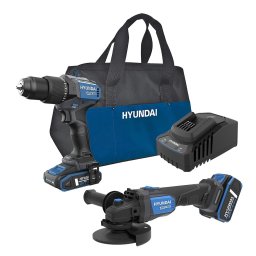 Set mașină de găurit și înșurubat brushless cu percuție Hyundai HD20X-60 + polizor unghiular brushless Hyundai AG20X-115