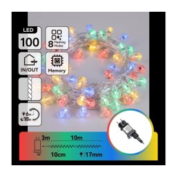 Aigostar - Ghirlandă de Crăciun LED pentru exterior, 100 LED/8 funcții, 13 m, IP44, multicoloră