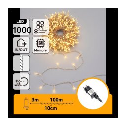 Aigostar - Ghirlandă de Crăciun LED pentru exterior 1000xLED/8 funcții 103m IP44 alb cald