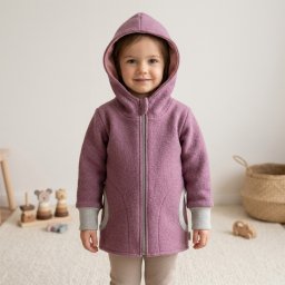 Jachetă copii din lână fiartă dublată cu bumbac 100%, Culoare Old Pink
