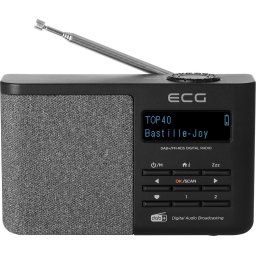 Resigilat - Radio portabil ECG RD 250 DAB Black, FM/DAB/DAB+, 1.8 W, Bluetooth 5.3, baterie reincarcabila Li-Ion 3.7 V / 1900 mAh, ceas desteptator, negru