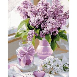 Set pictura pe numere, cu sasiu, Liliac, 40x50 cm