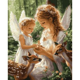 Set pictura pe numere, cu sasiu, Ingeri, 40x50 cm
