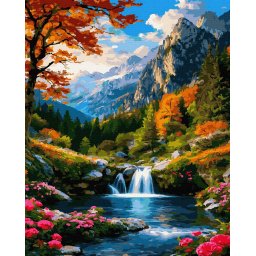 Set pictura pe numere, cu sasiu, Peisaj de munte, 40x50 cm