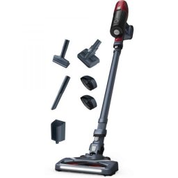Aspirator vertical Rowenta X-Pert 6.60 Animal Care RH6878WO, 100W, autonomie 45 min, cap de aspirare motorizat cu iluminare LED, capacitate recipient 0.55L, 2 trepte de putere, functie BOOST, Rosu/Gri