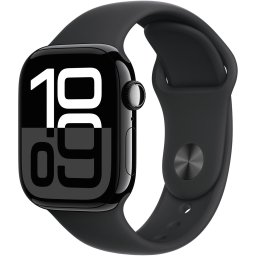 Ceas inteligent Watch 10 GPS, Carcasa Aluminiu Negru, Jet 42mm, S/M, Curea Sport Neagra