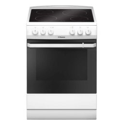 Aragaz electric Hansa FCCW680009, 60 cm, 4 zone de gatit, 8 functii, grill, ventilator, sertar depozitare, 62 L, clasa A, alb