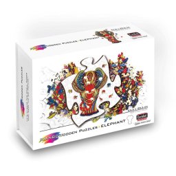 Puzzle din lemn multicolorat - Elefant, 120 piese