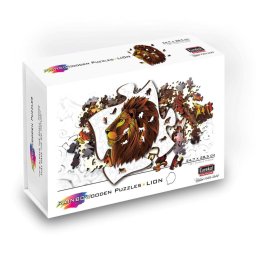 Puzzle din lemn multicolorat - Leu, 121 piese