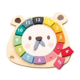 Jucarie educativa Ceasul Ursul colorat, Tender Leaf Toys - Bear Colour Clock, din lemn premium, 12 piese colorate, 3+ ani