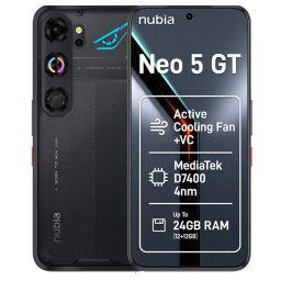 Telefon Mobil ZTE nubia Neo 5 GT, Procesor Mediatek Dimensity 7400 Octa-Core, AMOLED Capacitive touchscreen 6.8", 12GB RAM, 256GB Flash, Camera Duala 50 + 2, 5G, Wi-Fi, Dual Sim, Android, Negru