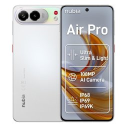 Telefon Mobil ZTE nubia Air Pro, Procesor Mediatek Dimensity 7100 Octa-Core, Ecran AMOLED 6.77", 8GB RAM, 512GB Flash, Camera Duala 108+2MP, Wi-Fi, 5G, Dual Sim, Android, Alb