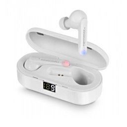 Casti True Wireless Esperanza Phoebe, Bluetooth, Touch Control, Microfon, Display pe carcasa, Alb