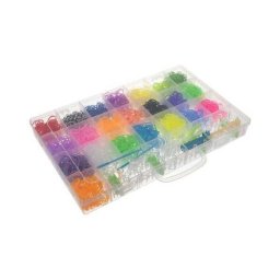 Set creativ elastice loom colorate cu organizator si accesorii, 4400 piese Kruzzel MY18062, Varsta 8 ani, Multicolor