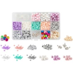 Cutie cu margele, 10x17 cm, 13 tipuri Grafix GR240021, Varsta 6+ ani, Multicolor