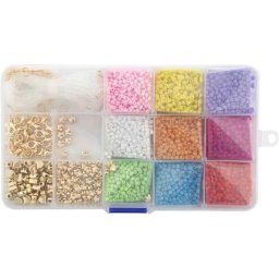 Cutie cu margele, 10x17 cm, 9 culori Grafix GR240022, Varsta 6+ ani, Multicolor
