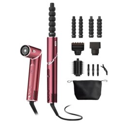 Uscator de par si aparat de coafat 5-in-1 Shark FlexStyle HD456CREU, 1400W, 2x ondulatoare Auto-Wrap, perie ovala, accesoriu finisare, duza concentrator, 4x cleme, husa depozitare, 3 trepte de temperatura, Roz inchis