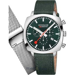 Mondaine Mondaine MSL.41460.LF.SET Mens Watch GrAnd Cushion Set Chronograph 41mm 5ATM MSL.41460.LF.SET