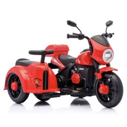Motocicleta electrica copii 609-1 cu atas detasabil, 2 locuri, 2 motoare, portbagaj dublu, 2-5 ani, rosu