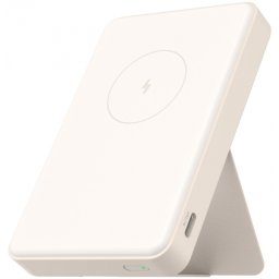 Baterie Externa Wireless Xiaomi Mi Magnetic, 6000mAh, 15W, PD + FQI, 1 x QI - 1 x USB-C, Bej BHR9074GL