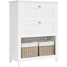 Dulap baie cu 2 sertare și 2 coșuri – raft interior, separatoare reglabile, 30 × 60 × 80 cm, alb