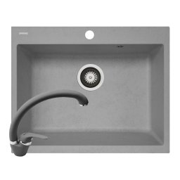 Set chiuveta soft compozit Square DUROTHEK 60 1B si baterie OSSIA Grey, Soft composite, 1 cuva, 60x50 cm, baza 60 cm, garantie 5 ani