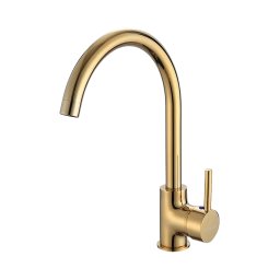 Baterie bucatarie Pyramis ECO BELLO PVD Gold, pipa inalta rotativa, cartus ceramic, alama
