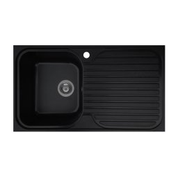Chiuveta soft compozit Pyramis Stripe DUROTHEK 1B1D ST Negru, Soft composite, 1 cuva 1 picurator, 86x50 cm, baza 45 cm, garantie 5 ani