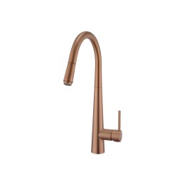 Baterie bucatarie Pyramis ECO DIAMOND PVD COPPER, pipa inalta rotativa, dus extractabil, cartus ceramic, alama