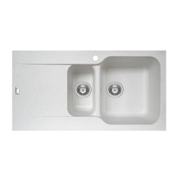 Chiuveta soft compozit Pyramis Level DUROTHEK 1 1 2B 1D DR ALB, Soft composite, 1 1 2 cuve 1 picurator, 96x50 cm, baza 60 cm, garantie 5 ani
