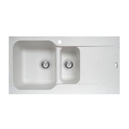 Chiuveta soft compozit Pyramis Level DUROTHEK 1 1 2B 1D ST ALB, Soft composite, 1 1 2 cuve 1 picurator, 96x50 cm, baza 60 cm, garantie 5 ani