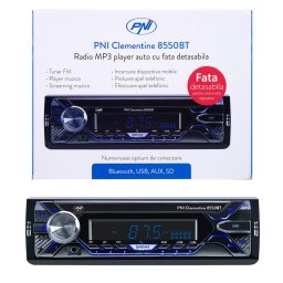 Sistem auto Radio MP3 player auto PNI Clementine 8550BT, fata detasabila, 4x45w, 12V, 1 DIN, cu SD, USB, AUX, RCA