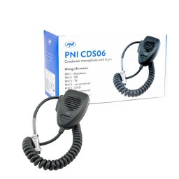 Microfon PNI CDS06 tip condenser cu 6 pini pentru statie radio CB, compatibil cu statii CB President, Midland, Albrecht