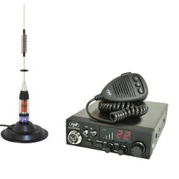 Statie radio Pachet statie radio CB PNI ESCORT HP 8024 ASQ, 12-24 V, 40 canale,4W + Antena CB PNI ML70 cu magnet