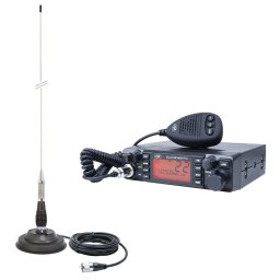 Statie radio Kit Statie radio CB PNI ESCORT HP 9001 PRO ASQ reglabil, AM-FM, 12V, 4W + Antena CB PNI ML100, 26-30MHz,250W, 100cm, magnet 125mm inclus