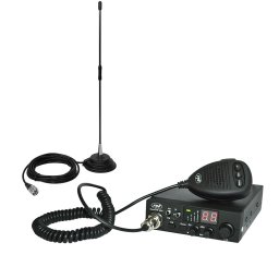 Statie radio Pachet Statie radio CB PNI ESCORT HP 8024 ASQ, 4W, AM-FM, 12/24V + Antena CB PNI Extra 40 cu magnet 5-7KM