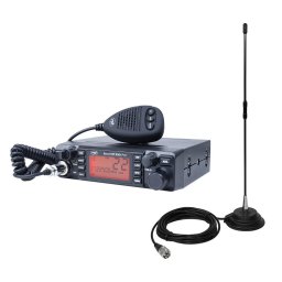 Statie radio Pachet Statie radio CB PNI ESCORT HP 9001 PRO ASQ reglabil, AM-FM, 12V/24V, 4W + Antena CB PNI Extra 40 cu magnet, 30W, 26-30MHz, SWR 1.0, fibra de sticla