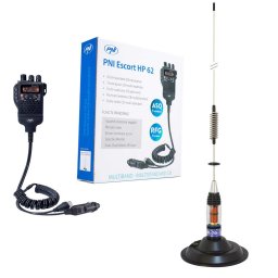 Statie radio Pachet Statie radio CB PNI Escort HP 62, ASQ, RF Gain si Antena CB PNI ML70 cu baza magnetica 145 mm inclusa