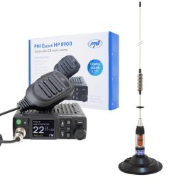 Statie radio Pachet Statie radio CB PNI Escort HP 8900 ASQ, 12-24V + Antena CB PNI ML70, 70 cm cu baza magnetica 145 mm inclusa