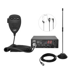Statie radio Pachet statie radio CB PNI ESCORT HP 8001L ASQ 4W 12V, 40 canale + Antena CB PNI Extra 40 cu magnet inclus, lungime 45 cm, 30W