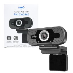 Camera de supraveghere Camera Web PNI CW2860 Full HD 4MP, USB, Clip-on, Microfon incorporat, Conectare PC/Laptop, @30fps, Corectie automata de culoare