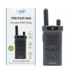Statie radio Statie radio portabila PNI PMR R60 446MHz, 0.5W, Scan, blocare taste, SOS, Monitor, acumulator 1200mAh