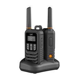 Statie radio Statie radio portabila PNI PMR R80 PRO, set cu 2 bucati, 0.5W, 16 canale, Waterproof IP67, cu lanterna LED, buton SOS, VOX, USB-C