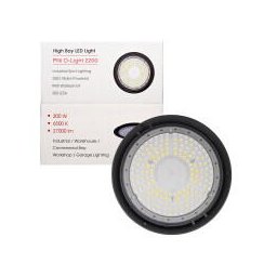Lampa LED PNI D-Light 2200 tip High Bay, 200W, 27000lm, rotunda 32 cm, 6500K, alimentare 230 V, IP65, pentru iluminat industrial in spatii cu inaltime mare