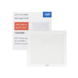 Plafoniera LED PNI D-Light CL241 24W, patrata 28x28 cm, 6500K, alimentare 230V, 2640 lm, alb