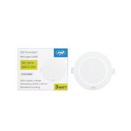 Spot LED PNI D-Light CL2503 3W, incastrabil, rotund 9 cm, 6400K, alimentare 230V, 330 lm, alb rece