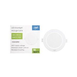 Spot LED PNI D-Light CL2518 18W, incastrabil, rotund 22 cm, 6400K, alimentare 230V, 1980 lm, alb rece