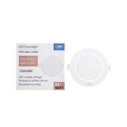 Spot LED PNI D-Light CL2524 24W, incastrabil, rotund 29 cm, 6400K, alimentare 230V, 2640 lm, alb rece